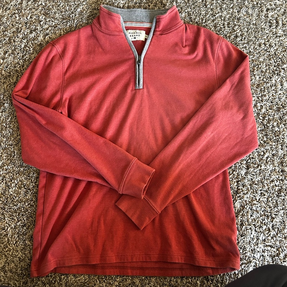 The Normal Brand Men's Red Zip-Up Sweater